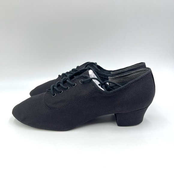 7W 7 WIDE Capezio Womens BR74 Practice Cuban Black Ballroom Dance Shoes Heels - Picture 6 of 15